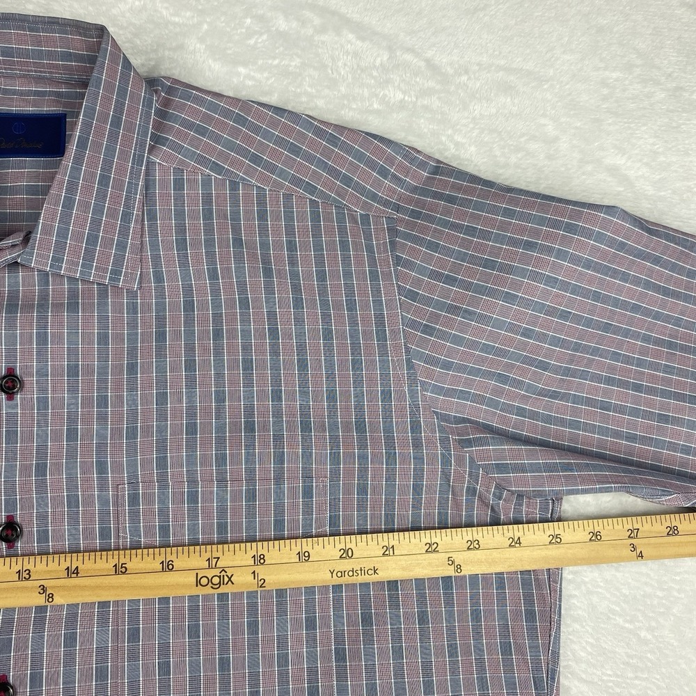 David Donahue Men's XL Dress Shirt Pink Gray Check Long Sleeve - Picture 8 of 10